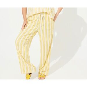 Torrid Wide Striped Linen‎ Blend Pants High Rise Yellow White Plus Size 3, NWT